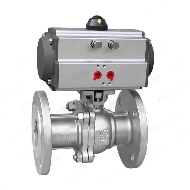Two-piece pneumatic flange ball valve