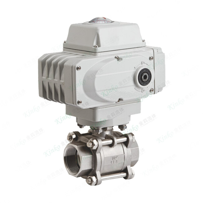 Three-piece electric threaded ball valve