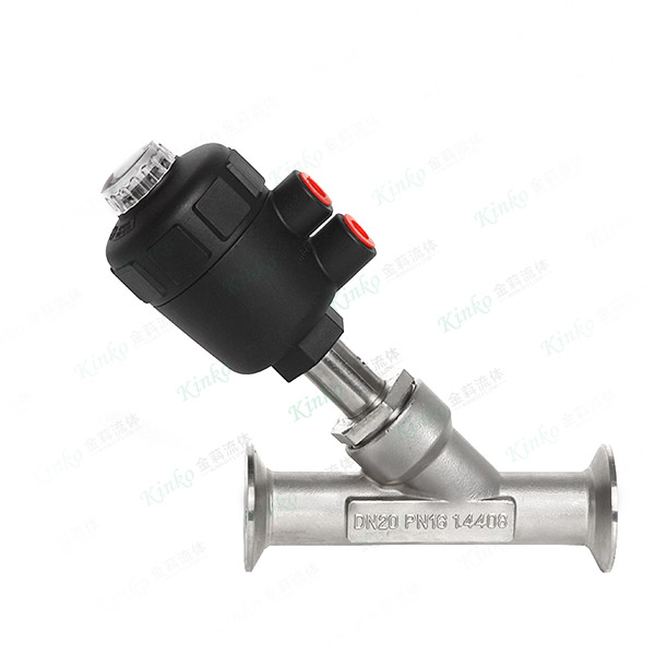 Quick-install pneumatic angle seat valve