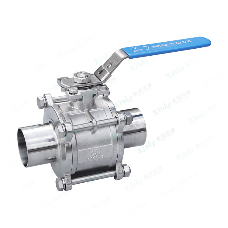 Three-piece welded ball valve
